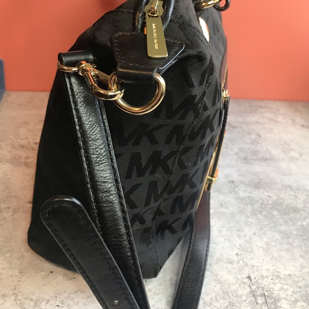 Michael Kors Black and Gold Satchel - Picture 2 of 6
